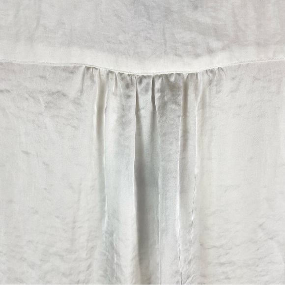 NWT DKNY Women Long Sleeve Blouse Ivory Sz S Button Down Shiny White Relaxed Fit - Picture 8 of 14
